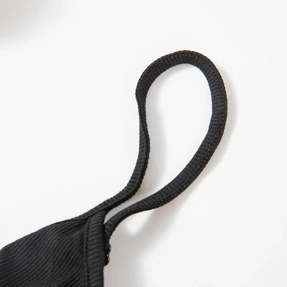 B204 Black Lace Mesh Crochet Splicing Slim Fit Long Sleeve Blouse - Picture 5 of 5